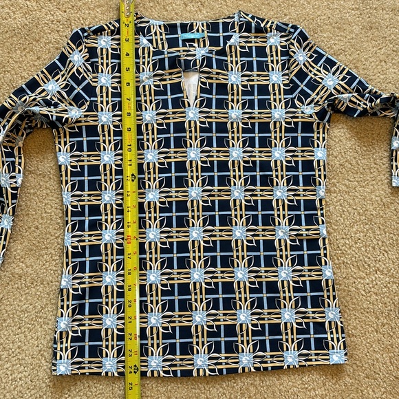 J. McLaughlin Top Women's S Navy Spring Picnic Catalina Cloth Nautical Floral - Picture 8 of 10